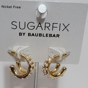 Baublebar Sugarfix Gold And Pearl Double Hoop Earrings